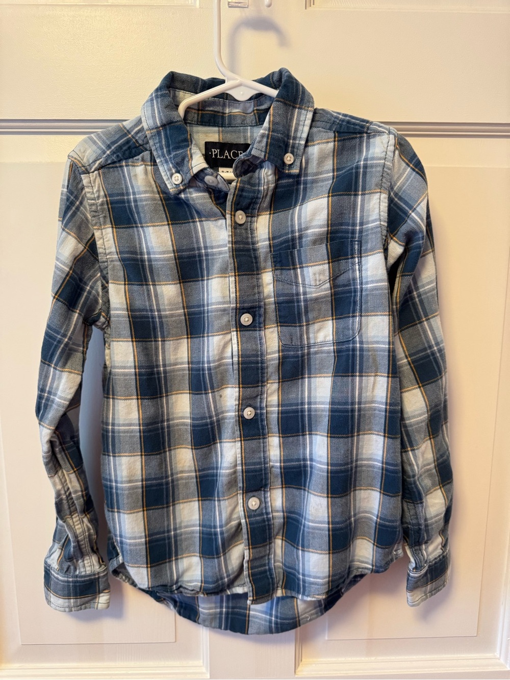 The Children's Place Blue and White Plaid Button-Down Shirt